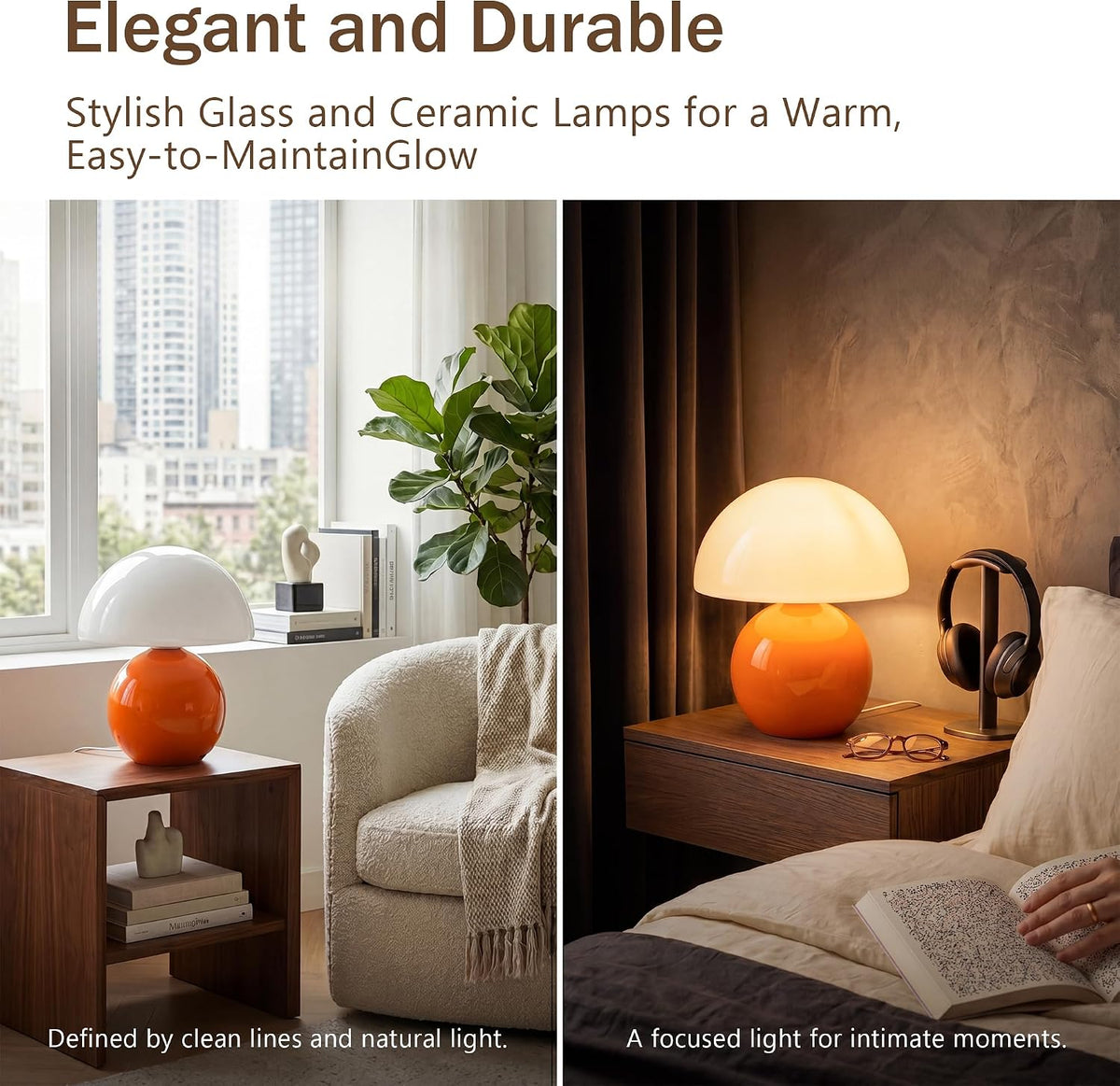 Table Lamp for Bedroom, Ice Crackle Bedside Lamp, Small Modern Nightstand Lamp for Living Room, Cute Mid Century Desk Lamp